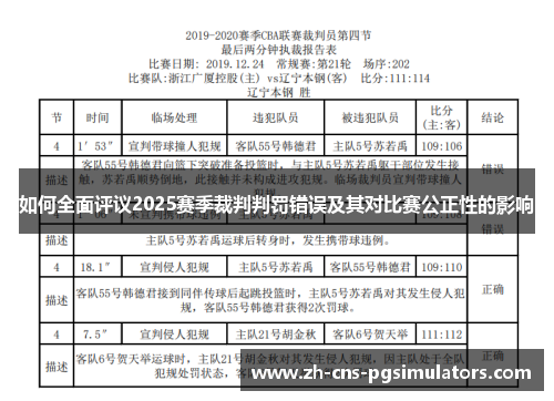 如何全面评议2025赛季裁判判罚错误及其对比赛公正性的影响